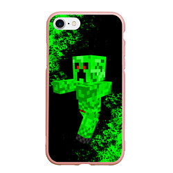 Чехол iPhone 7/8 матовый MINECRAFT, цвет: 3D-светло-розовый