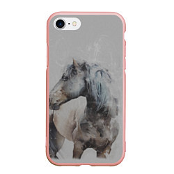 Чехол iPhone 7/8 матовый Лошадь, цвет: 3D-светло-розовый