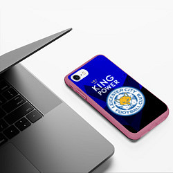 Чехол iPhone 7/8 матовый Leicester City, цвет: 3D-малиновый — фото 2