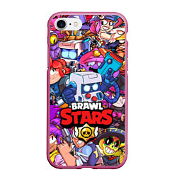 Чехол iPhone 7/8 матовый BRAWL STARS 8-BIT, цвет: 3D-малиновый