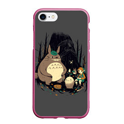 Чехол iPhone 7/8 матовый Totoro, цвет: 3D-малиновый