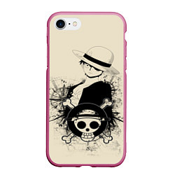 Чехол iPhone 7/8 матовый One Piece, цвет: 3D-малиновый