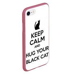 Чехол iPhone 7/8 матовый Обними своего черного кота, цвет: 3D-малиновый — фото 2