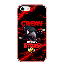 Чехол iPhone 7/8 матовый BRAWL STARS CROW, цвет: 3D-светло-розовый