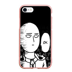 Чехол iPhone 7/8 матовый ONE-PUNCH MAN, цвет: 3D-светло-розовый