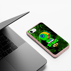 Чехол iPhone 7/8 матовый BRAWL STARS LEON, цвет: 3D-светло-розовый — фото 2