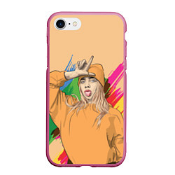 Чехол iPhone 7/8 матовый BILLIE EILISH, цвет: 3D-малиновый