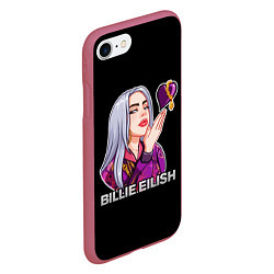 Чехол iPhone 7/8 матовый BILLIE EILISH, цвет: 3D-малиновый — фото 2