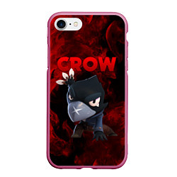 Чехол iPhone 7/8 матовый BRAWL STARS CROW, цвет: 3D-малиновый