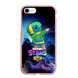 Чехол iPhone 7/8 матовый Brawl Stars Leon, Dab, цвет: 3D-светло-розовый