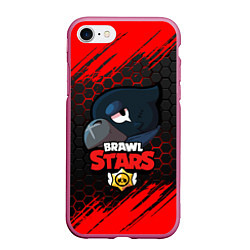 Чехол iPhone 7/8 матовый BRAWL STARS CROW, цвет: 3D-малиновый