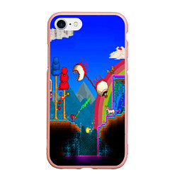 Чехол iPhone 7/8 матовый TERRARIA GAME, цвет: 3D-светло-розовый