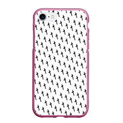 Чехол iPhone 7/8 матовый LiL PEEP Pattern, цвет: 3D-малиновый