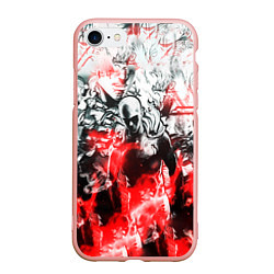 Чехол iPhone 7/8 матовый One-Punch Man Collage, цвет: 3D-светло-розовый