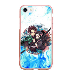 Чехол iPhone 7/8 матовый KIMETSU NO YAIBA, цвет: 3D-светло-розовый