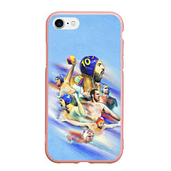 Чехол iPhone 7/8 матовый Water polo players, цвет: 3D-светло-розовый