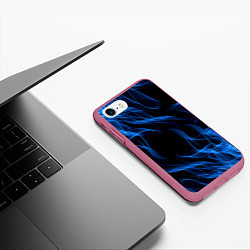Чехол iPhone 7/8 матовый BLUE FIRE FLAME, цвет: 3D-малиновый — фото 2