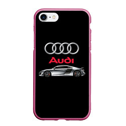 Чехол iPhone 7/8 матовый AUDI, цвет: 3D-малиновый