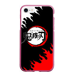 Чехол iPhone 7/8 матовый KIMETSU NO YAIBA, цвет: 3D-малиновый