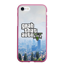 Чехол iPhone 7/8 матовый GTA 5, цвет: 3D-малиновый