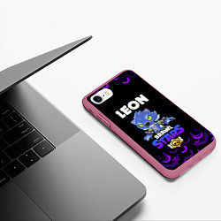 Чехол iPhone 7/8 матовый Brawl stars leon оборотень, цвет: 3D-малиновый — фото 2