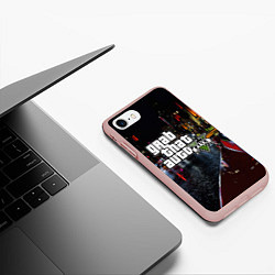Чехол iPhone 7/8 матовый Grand Theft Auto V, цвет: 3D-светло-розовый — фото 2