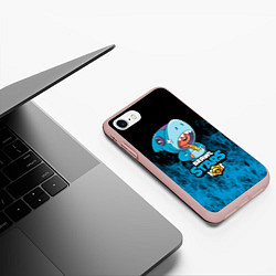 Чехол iPhone 7/8 матовый Brawl stars leon shark, цвет: 3D-светло-розовый — фото 2