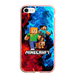 Чехол iPhone 7/8 матовый Minecraft Майнкрафт, цвет: 3D-светло-розовый