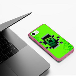 Чехол iPhone 7/8 матовый MINECRAFT, цвет: 3D-малиновый — фото 2