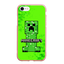 Чехол iPhone 7/8 матовый MINECRAFT, цвет: 3D-светло-розовый