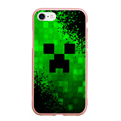 Чехол iPhone 7/8 матовый MINECRAFT, цвет: 3D-светло-розовый