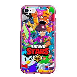 Чехол iPhone 7/8 матовый BRAWL STARS BIBI, цвет: 3D-малиновый