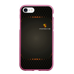 Чехол iPhone 7/8 матовый PORSCHEспина, цвет: 3D-малиновый