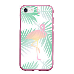 Чехол iPhone 7/8 матовый Фламинго в джунглях