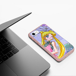 Чехол iPhone 7/8 матовый Sailor Moon, цвет: 3D-светло-розовый — фото 2