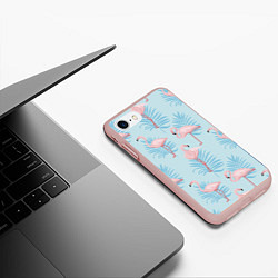 Чехол iPhone 7/8 матовый Арт с розовым фламинго, цвет: 3D-светло-розовый — фото 2