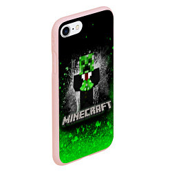 Чехол iPhone 7/8 матовый MINECRAFT, цвет: 3D-светло-розовый — фото 2