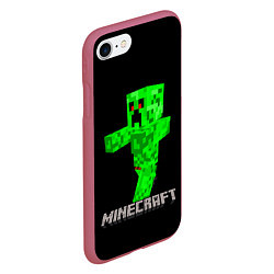 Чехол iPhone 7/8 матовый MINECRAFT CREEPER, цвет: 3D-малиновый — фото 2