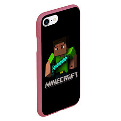 Чехол iPhone 7/8 матовый MINECRAFT, цвет: 3D-малиновый — фото 2