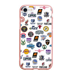 Чехол iPhone 7/8 матовый NBA Pattern, цвет: 3D-светло-розовый