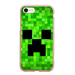 Чехол iPhone 7/8 матовый MINECRAFT, цвет: 3D-светло-розовый