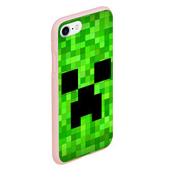 Чехол iPhone 7/8 матовый MINECRAFT, цвет: 3D-светло-розовый — фото 2