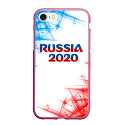 Чехол iPhone 7/8 матовый Россия, цвет: 3D-малиновый