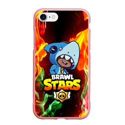 Чехол iPhone 7/8 матовый BRAWL STARS LEON SHARK, цвет: 3D-баблгам