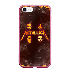 Чехол iPhone 7/8 матовый Metallica, цвет: 3D-малиновый