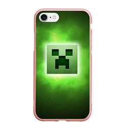 Чехол iPhone 7/8 матовый MINECRAFT, цвет: 3D-светло-розовый