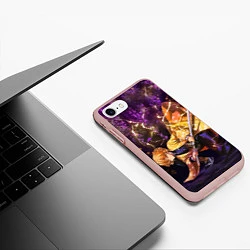 Чехол iPhone 7/8 матовый KIMETSU NO YAIBA, цвет: 3D-светло-розовый — фото 2