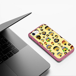 Чехол iPhone 7/8 матовый Thinking emoji skins, цвет: 3D-малиновый — фото 2