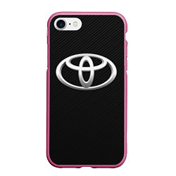 Чехол iPhone 7/8 матовый Toyota carbon, цвет: 3D-малиновый