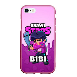 Чехол iPhone 7/8 матовый BRAWL STARS BIBI, цвет: 3D-малиновый